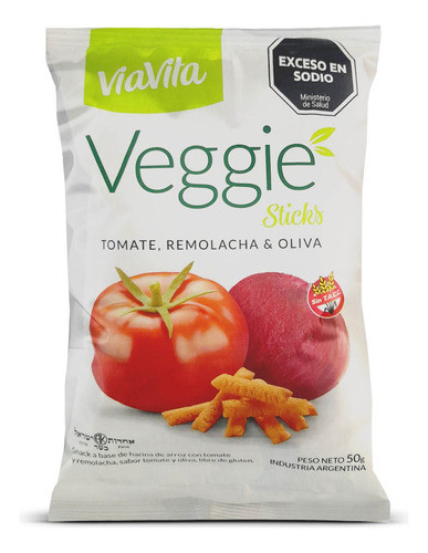 Veggie Sticks De Remolacha Tomate Y Oliva Via Vita 50g X3 1