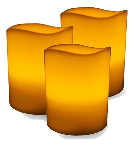 Velas Velón Velones Led Pila Llama Sin Humo Parafina Packx3 0