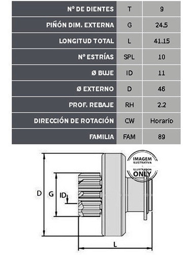 Bendix De Arranque Tipo Valeo Ford Fiesta/ka 9d. 10e. 1