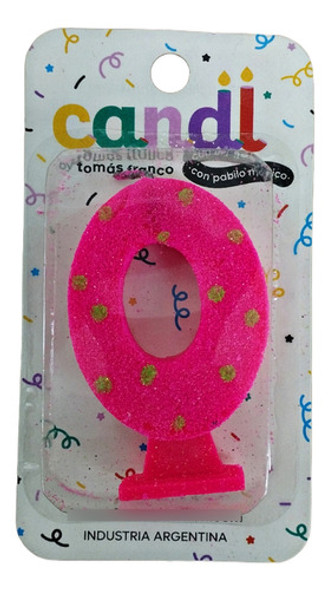 Vela Numero Rosa Fluo Con Lunares Nº0 0