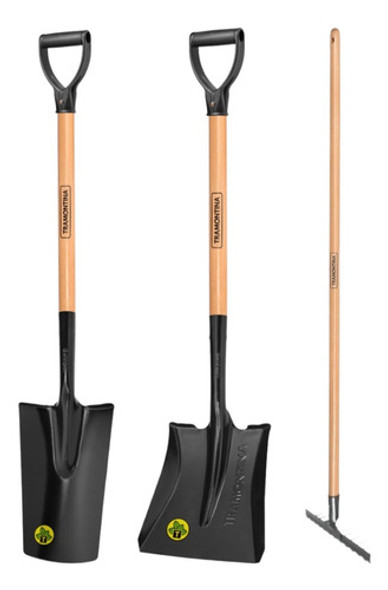 Kit Combo Inicial De Jardineria Tramontina Palas + Rastrillo 0