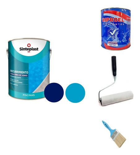 Combo Pintura Pileta Piscina Plástica Fibra Sinteplast 4lt 0