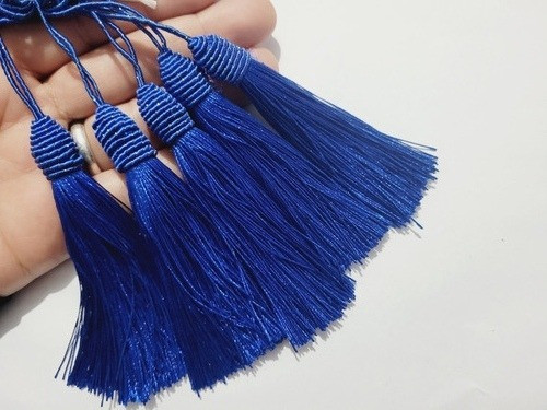 Pompom Tassel Com Tulipa Azul Royal Kit 5 Unidades 0