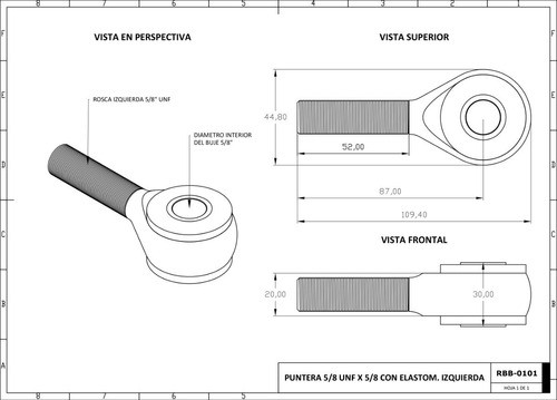 Puntera Elastomero Collino Raw Parts Rotula 5/8 Derecha 1