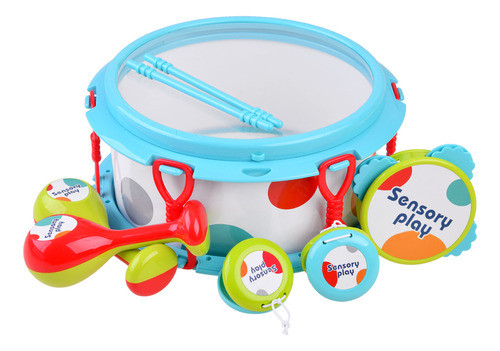 Juego Instrumentos Musicales Tambor Maracas  Celeste Niños 1