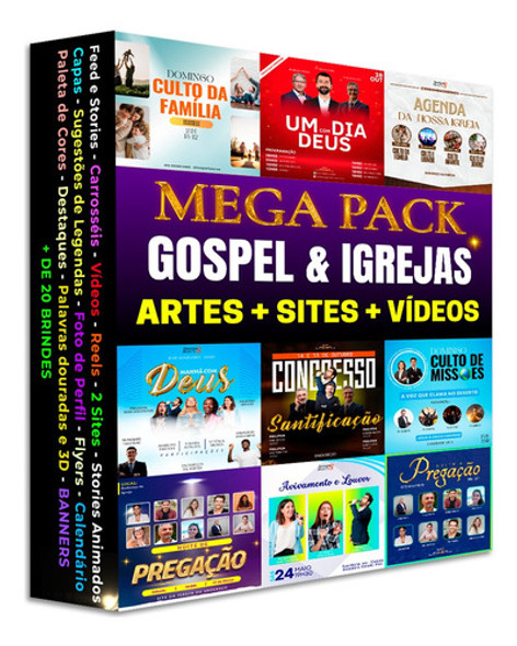 Pack Gospel E De Igrejas Editáveis, Artes + Vídeos +2 Sites 0