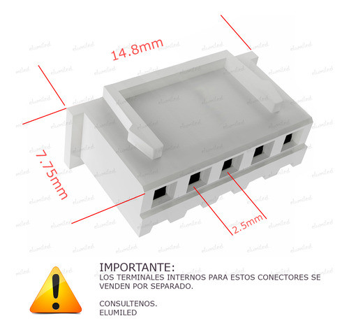 10 Conectores Hembra Cable 2.50mm 5 Vias Tipo Jst Xh 1