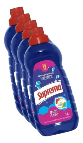 Kit 8 Lava Roupas Líquido Multi Ação 1 Litro Suprema 0