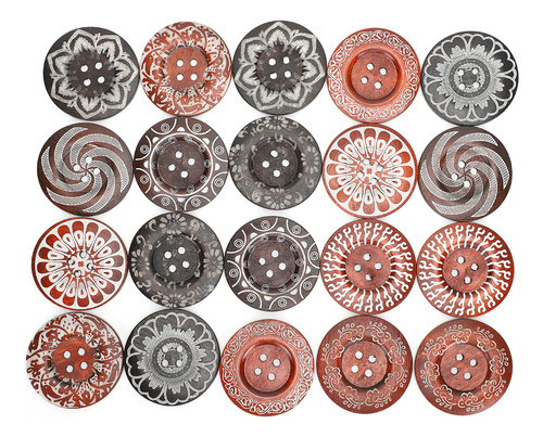 Acessório De Roupas: 6 Cm, 20 Peças, Padrão Misto, 4 Furos, 0