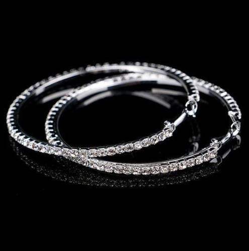 1 Círculo De Cristal Par Ronda Pendientes Aro De Diamantes D 1