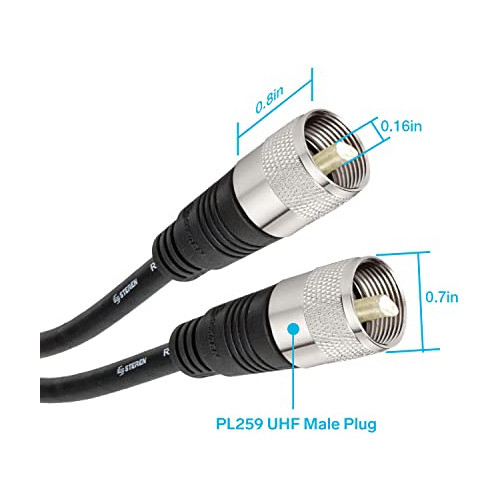 Rg8x Coaxial Uhf Pl259 Patch 100 Pies Uhf-uhf Negro 1