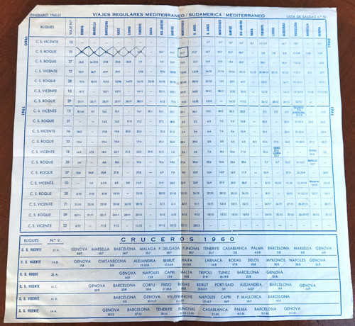 1960 Navegacion Itinerarios Cruceros Empresa Ybarra Vintage 0