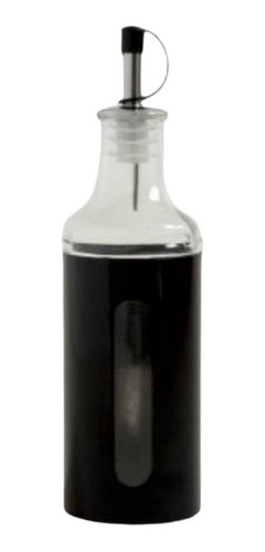 Aceitera / Vinagrera Botella X Unid Vidrio Visor Metal Negro 0