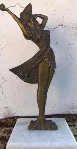 Antigua Figura Escultura De Bronce Bailarina Art Deco 1