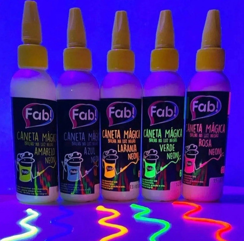 Kit 5 Canetas Mágica Alimentícia Fab 60g (brilha Luz Negra) 0