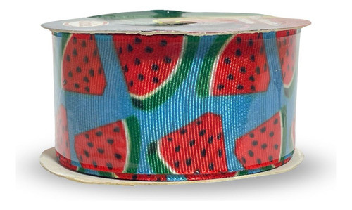 Fita De Gorgurão Estampada 38mm Sinimbu Nº9 | Melancia F 1