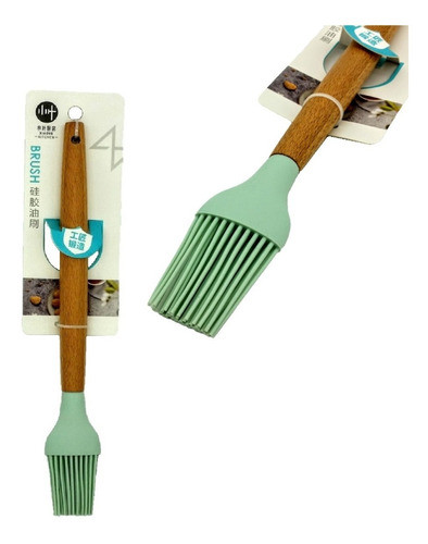Pincel De Silicona Mango Madera 27,5cm Repostería Cocina 0