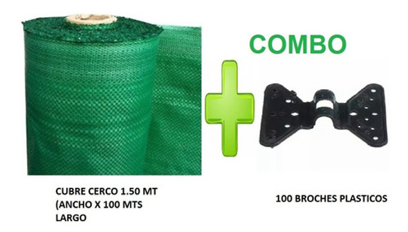 Rafia 100%  Verde 1.50mt 100mts Rollo + 100 Broches Plastico 1