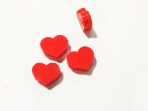 10 Corazones Pasantes Rojos Mostacillas Corazon 0