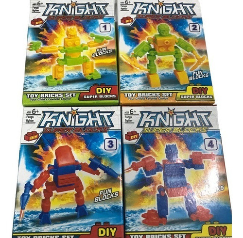 Kit 4 Bonecos De Blocos De Montar Knight Super Blocks 45 Pçs 0