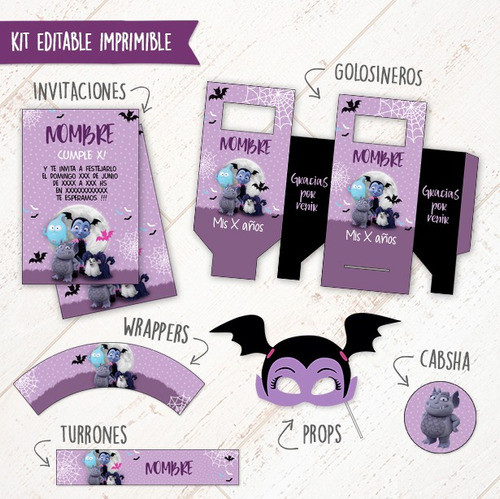 Kit Vampirina #2 + Props De Regalo ** Editable ** 1