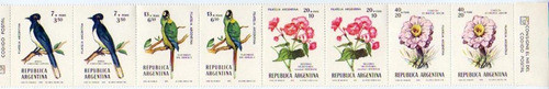 Argentina Serie X 4 Sellos Mint Filatelia Argentina Aves Urraca Y Guacamayo, Flores Begonia Y Cardón Año 1976 1