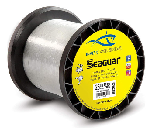 Seaguar Invizx Línea Pesca Fluorocarbono 1000 Yd 15 Lb 0
