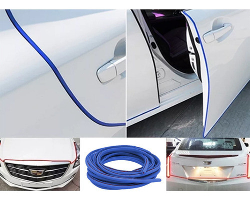 Guarda Protectora Puertas Auto Goma Flexible Azul 5 Metros 1