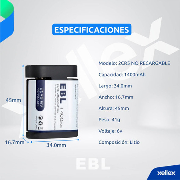 Bateria 2cr5 Ebl 6v 1400mah Lithium Camara Litio X 1 Unidad 1