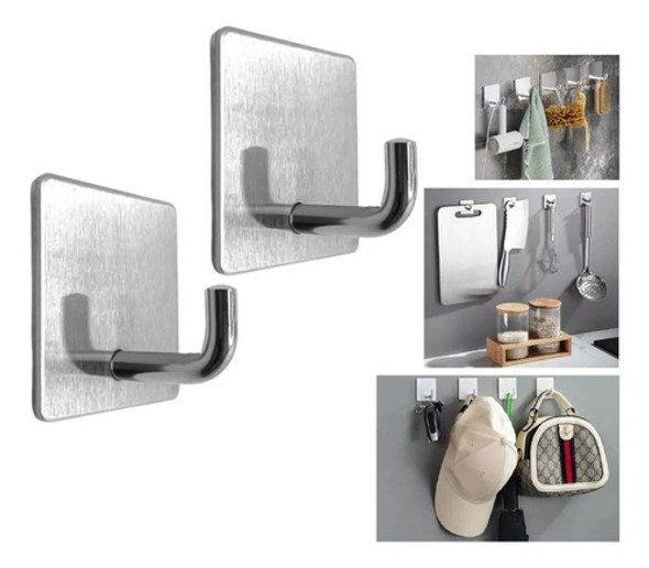 4 Percha Autoadhesiva Gancho Baño Acero Perchero Inoxidable 0