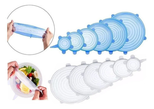 12 Tapas De Silicona Elásticas Reutilizables Multiusos 0