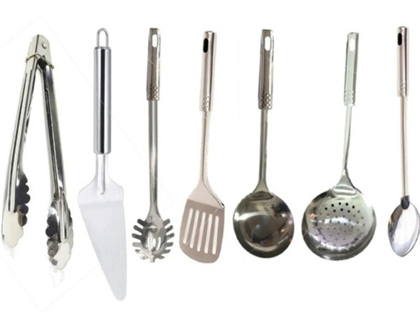 Combo X 7 Utensilios De Cocina Acero Inox Cucharones  Servir 0 Combo X 7 Utensilios De Cocina Acero Inox Cucharones  Servir 0