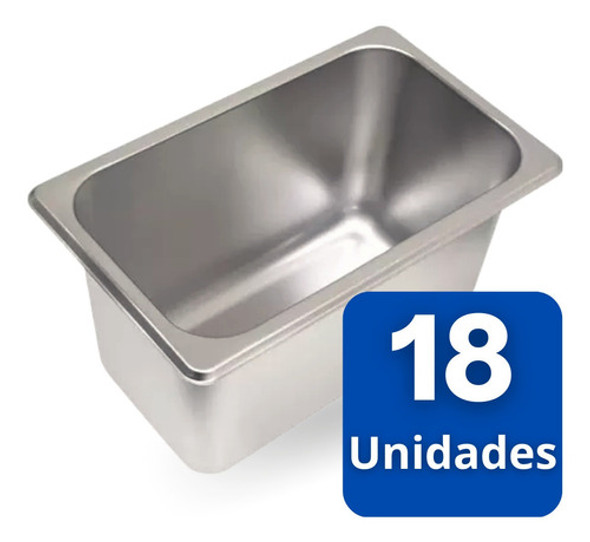 18 Cubas Gn Inox Gastronômica 1/4 X 100 Rechaud Buffet Alça 1