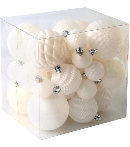 36 Bolas De Arbol Navidad Jorysics Mix Diseños Blancas 0