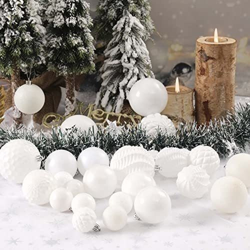 36 Bolas De Arbol Navidad Jorysics Mix Diseños Blancas 1