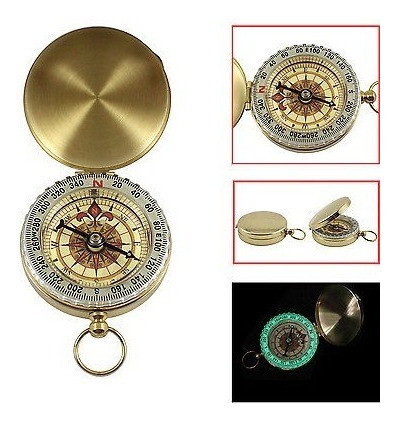 Llavero De Latón Brújula Portátil Bolsillo Camping Excursion 1