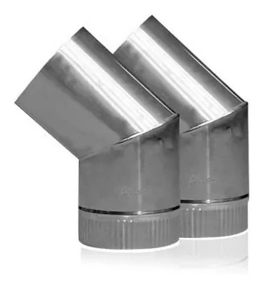Kit De 2 Codos Acero Inox Para Estufa Calefactor 110 Mm 0