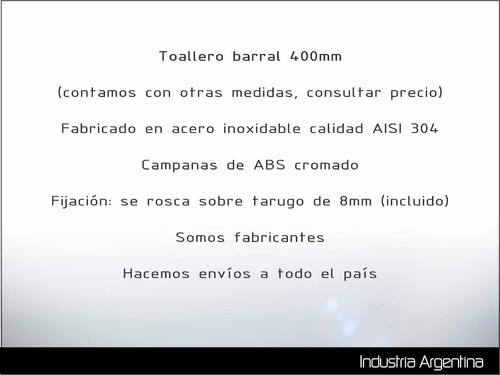 Toallero Barral  Fabricado En  Acero Inoxidable 1