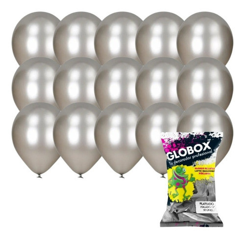 Globos Perlados Plata X25 Globox Latex 9pLG Decoracion 0