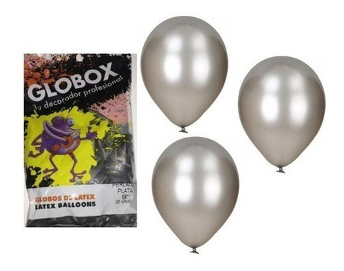 Globos Perlados Plata X25 Globox Latex 9pLG Decoracion 1