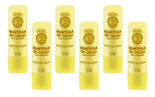 6 Manteiga De Cacau Com Propolis Protetor Labial Zimzim 3,5g 0