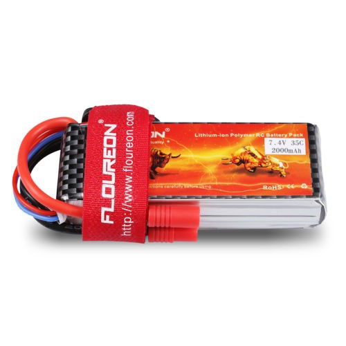 2s1p 7.4v 2000mah 35 ° C Con Plátano Redondo Enchufe Lipo Ba 0