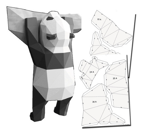 Panda Papercraft Colgado 42 X 50 Aproximadamente Colorear 0