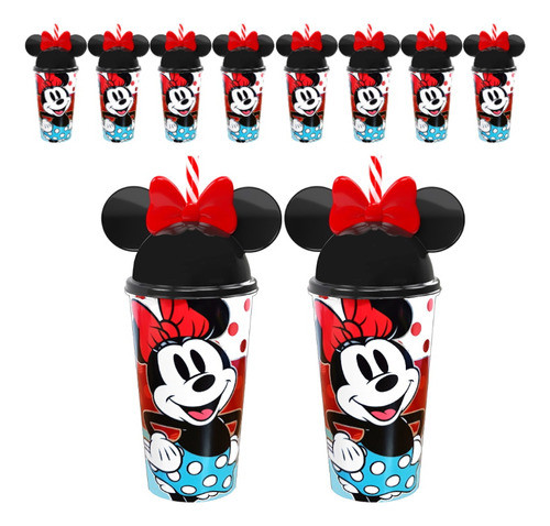 Kit 5 Copo Minnie Com Orelhas Festa Lembrança Aniversário 0