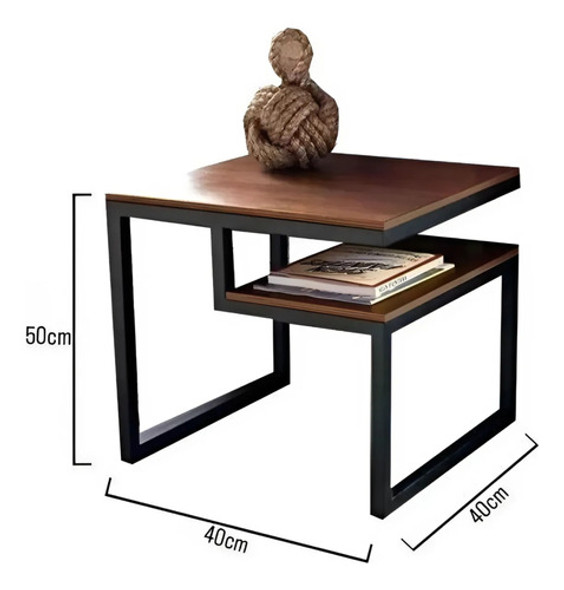 Mesa De Living Lateral En Hierro Y Madera 1
