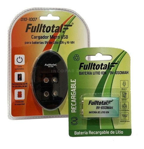 Combo Cargador 9v + 1 Bateria 9v Recargable Litio-ion 650mah 0