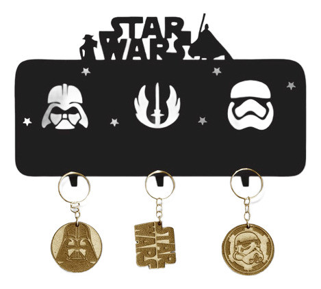 Porta Chaves Star Wars Em Mdf 3mm Preto Fosco 0