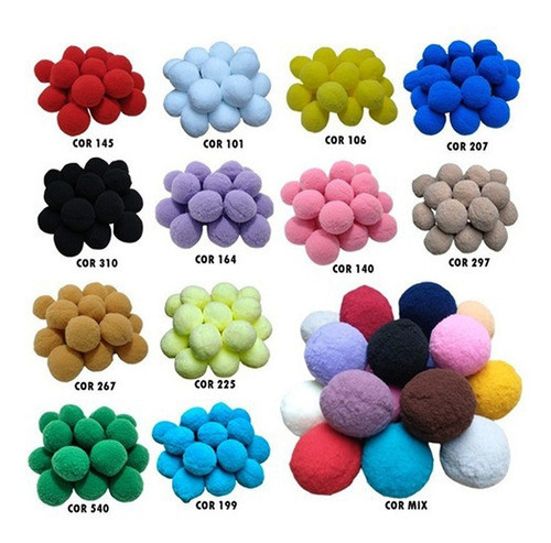 30 Pom Pom Bola/bolinha Grande Artesanato 40mm/4.0 Colorido 0