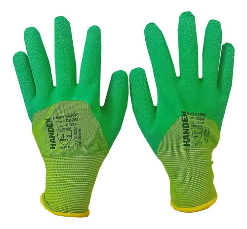 Kit 3 Luva De Algodão Revestida De Latex Hand Garra Tam(m) 0