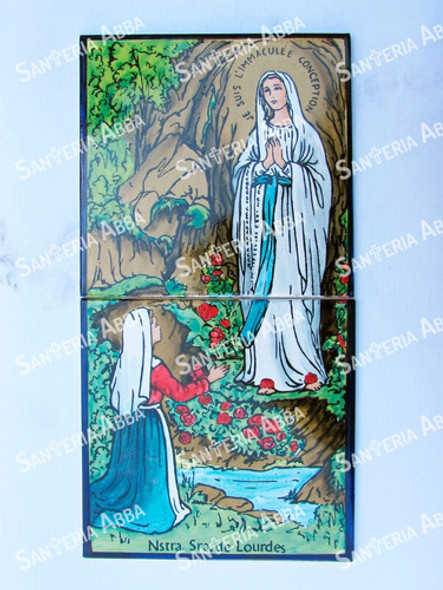 Mayólica Virgen De Lourdes -  2 Azulejos - (15 X 30) 1